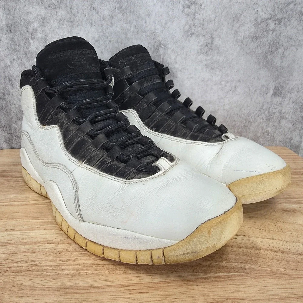 Air Jordan 10 Retro I'm Back Sneakers Mens 9 White Black Leather Basketball Shoe